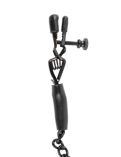 Pipedream Fetish Fantasy Series Adjustable Nipple Chain Clamps - Black