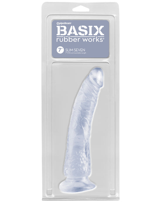 Pipedream Basix Rubber Works Slim 7" Dong - Clear