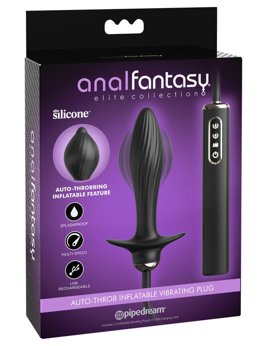 Pipedream Anal Fantasy Elite Collection Auto-Throb Inflatable Vibrating Plug - Black