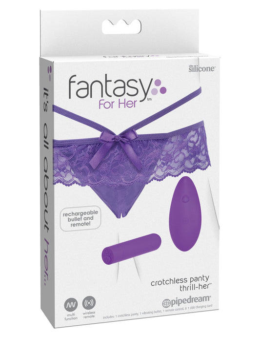 Pipedream Fantasy For Her Rechargeable Crotchless Panty Thrill-Her with Remote Control