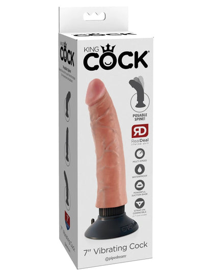 Pipedream King Cock 7" Vibrating Cock - Light