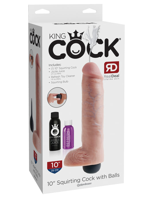 Pipedream King Cock 10" Squirting Cock with Balls - Light