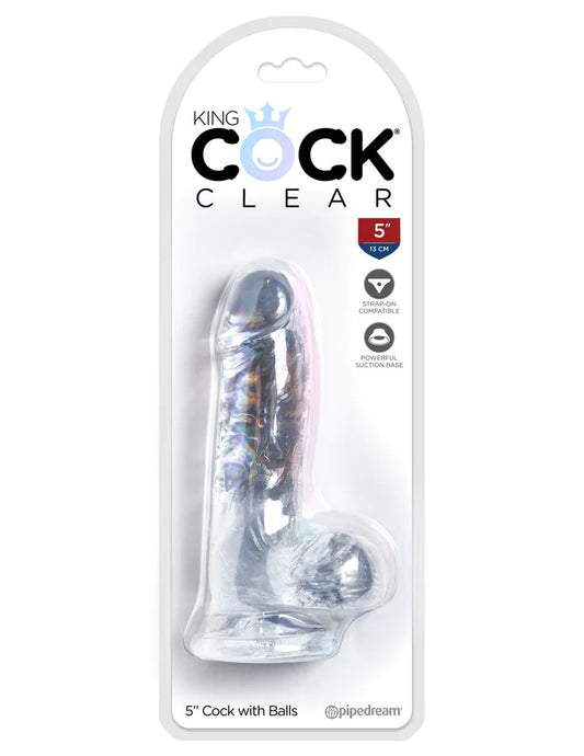 Pipedream King Cock Clear 5" Cock with Balls - Clear