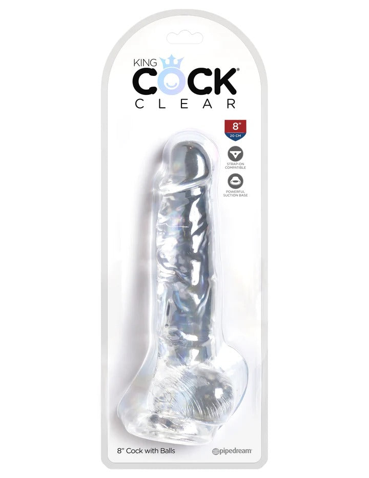 Pipedream King Cock Clear 8'' Cock with Balls - Clear