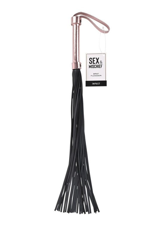 Sportsheets Sex &amp; Mischief Brat Flogger - Rose Gold &amp; Black