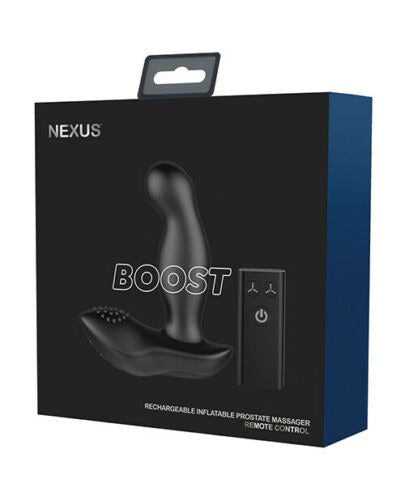 Nexus Boost Rechargeable Inflatable Vibrating Prostate &amp; Perineum Massager with Remote Control - Black