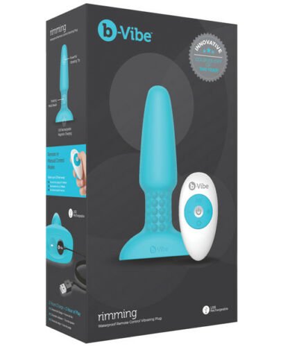 b-Vibe Rechargeable Rimming Butt Plug with Remote - Teal