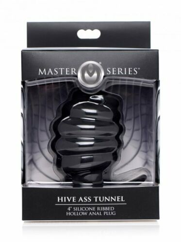 XR Brands Master Series Hive Ass Tunnel 4" Silicone Ribbed Hollow Anal Plug - Large