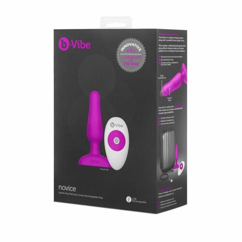 b-Vibe Novice Rechargeable Butt Plug with Remote Control - Fushia