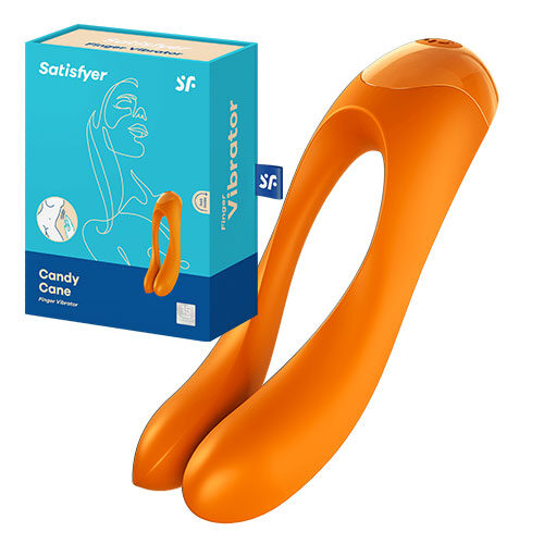 Satisfyer Candy Cane Rechargeable Finger Vibrator - Orange