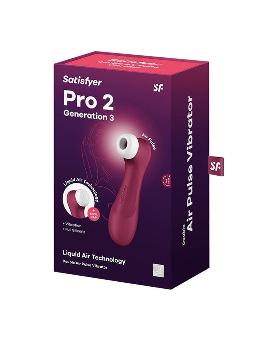 Satisfyer Pro 2 Generation 3 Rechargeable Air Pulse Clitoral Stimulator + Vibration with App Control - Wine