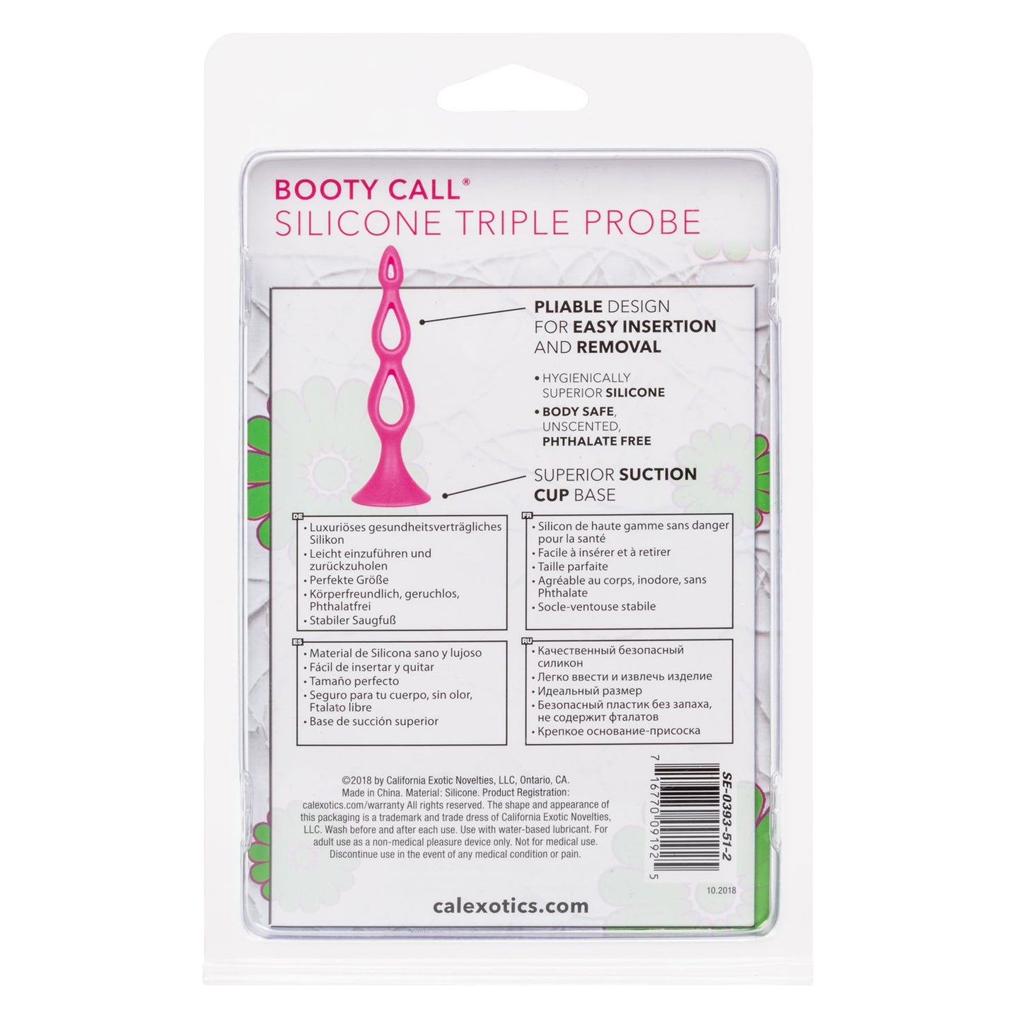 CalExotics Booty Call Silicone Triple Probe Butt Plug - Pink