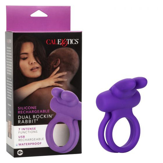 CalExotics Silicone Rechargeable Dual Rockin' Rabbit Cockring