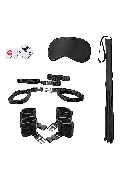 Shots Toys Ouch! Black & White Bed Post Bindings Restraint Kit - Black