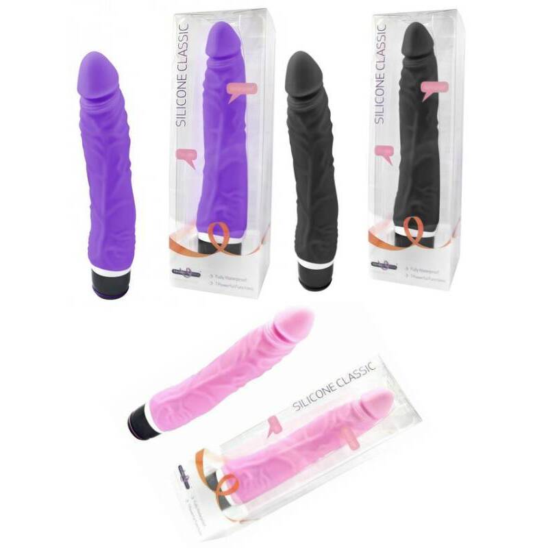 Seven Creations Silicone Classic Thick Veined Vibrator - Black