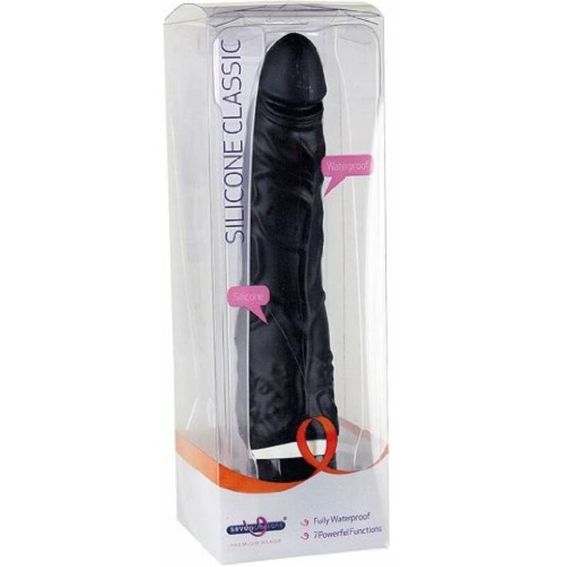 Seven Creations Silicone Classic Thick Veined Vibrator - Black