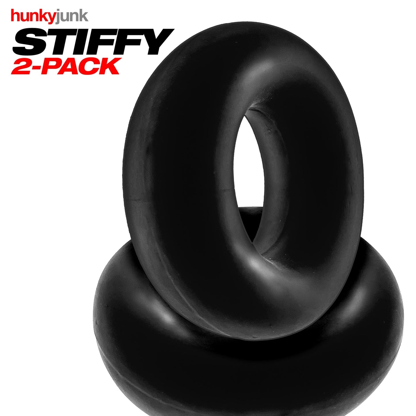 hunkyjunk by Oxballs Stiffy Bulge Cockring 2pk - Tar Ice