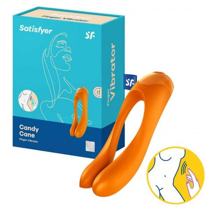 Satisfyer Candy Cane Rechargeable Finger Vibrator - Orange